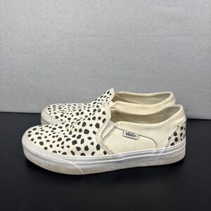 Vans Asher Slip-on Sneakers Dalmatian Black White Dot Women's Size 7 Shoes